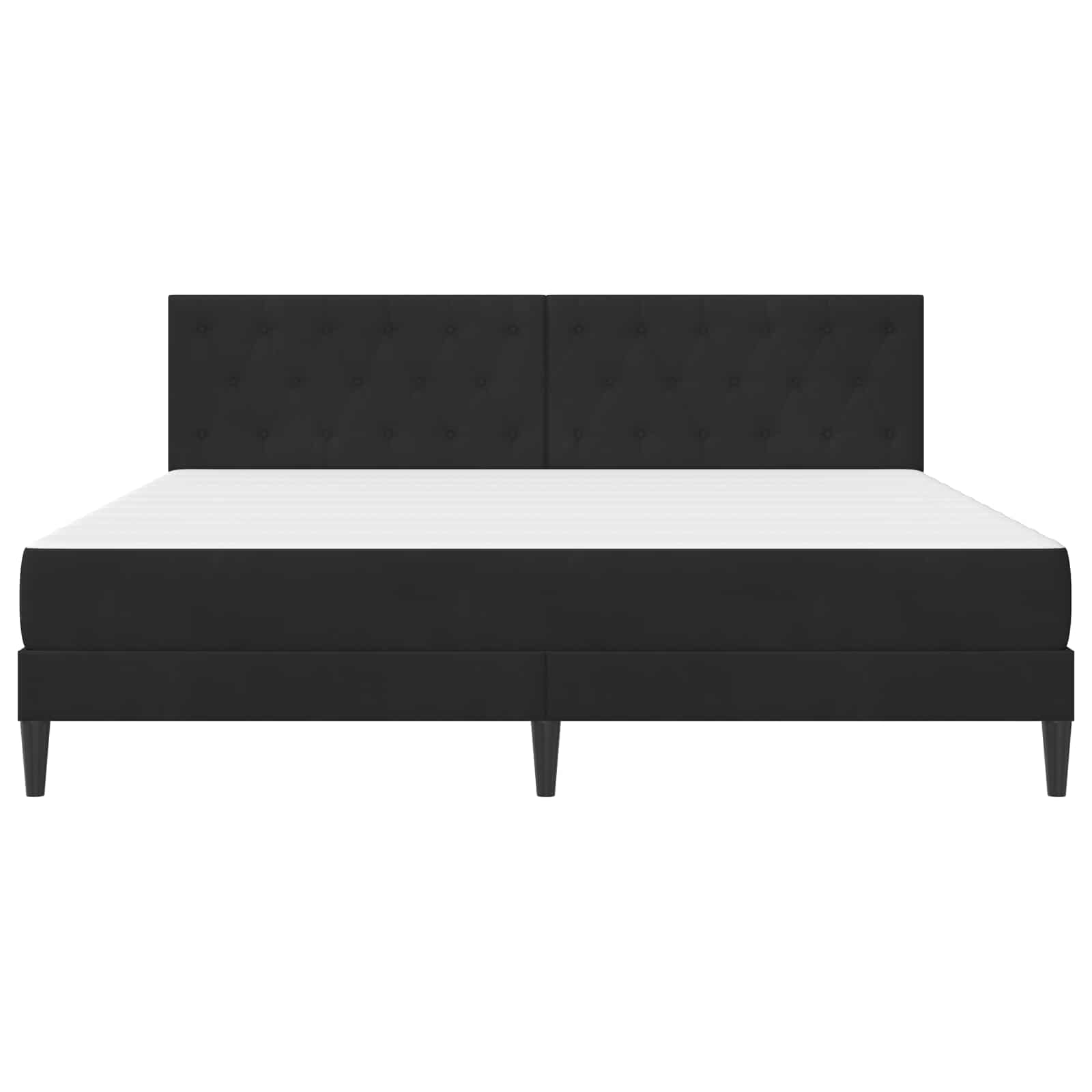 Bettgestell mit Matratze mit Kopfteil Schwarz 200 x 200 cm Samt