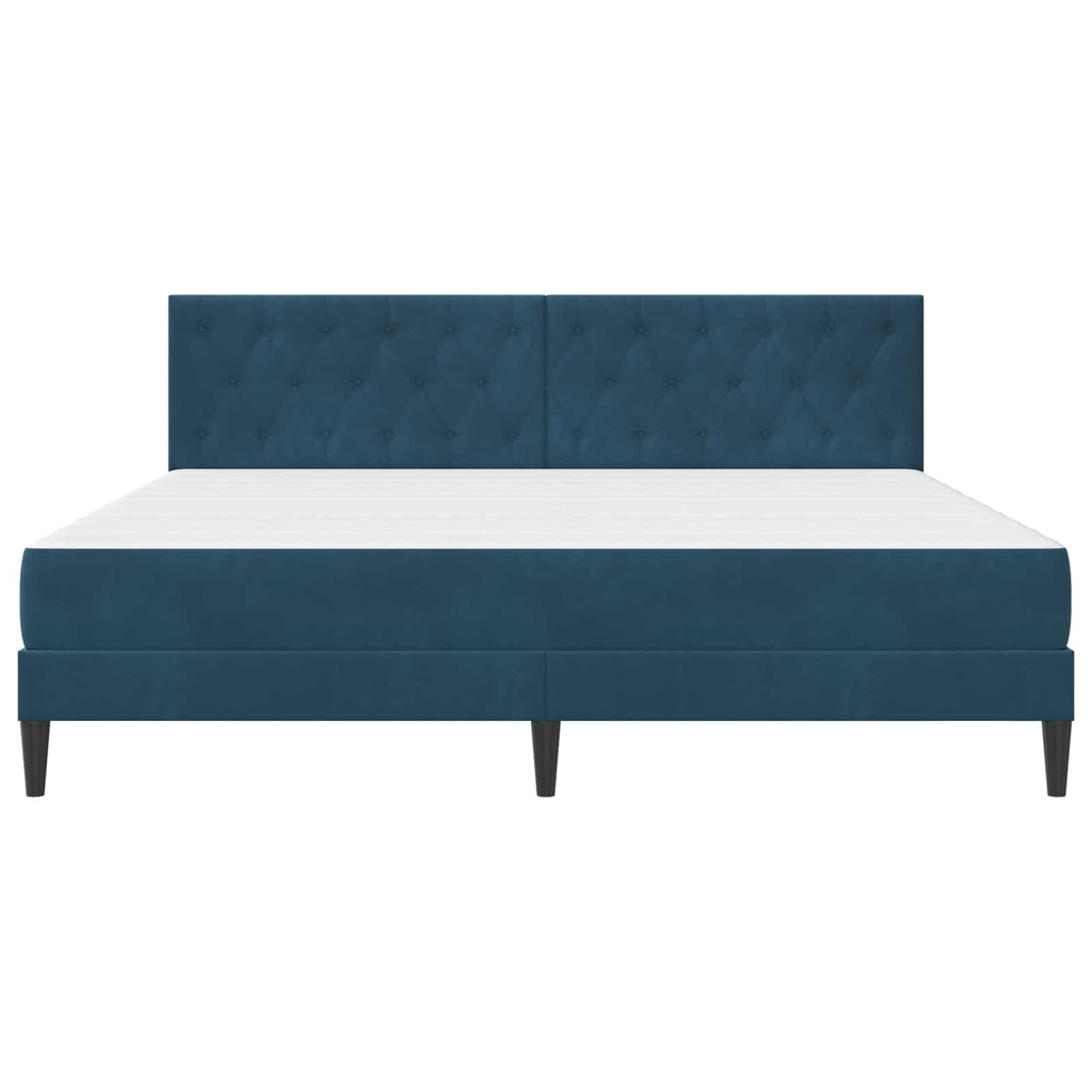 Bettgestell mit Matratze mit Kopfteil Blau 200 x 200 cm Samt