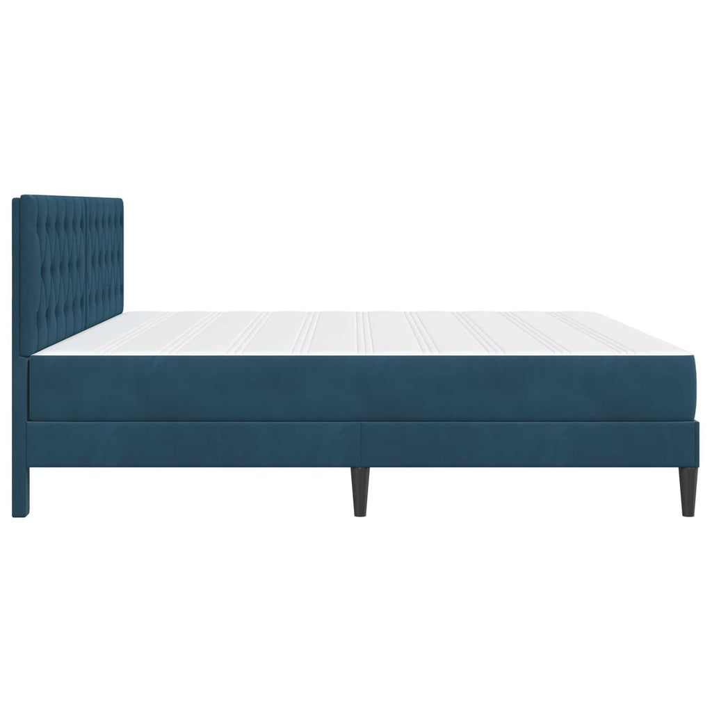 Bettgestell mit Matratze mit Kopfteil Blau 200 x 200 cm Samt