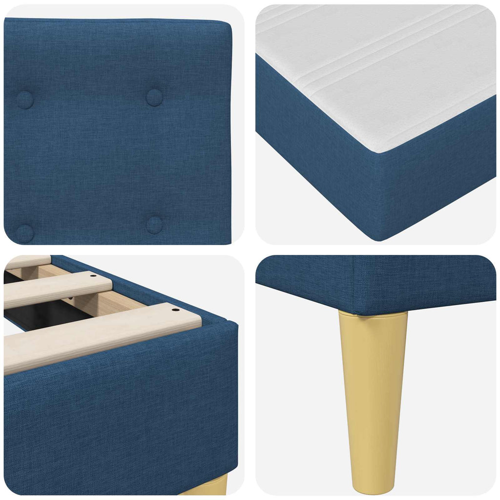 Bettgestell mit Matratze mit Kopfteil Blau 80 x 200 cm Stoff