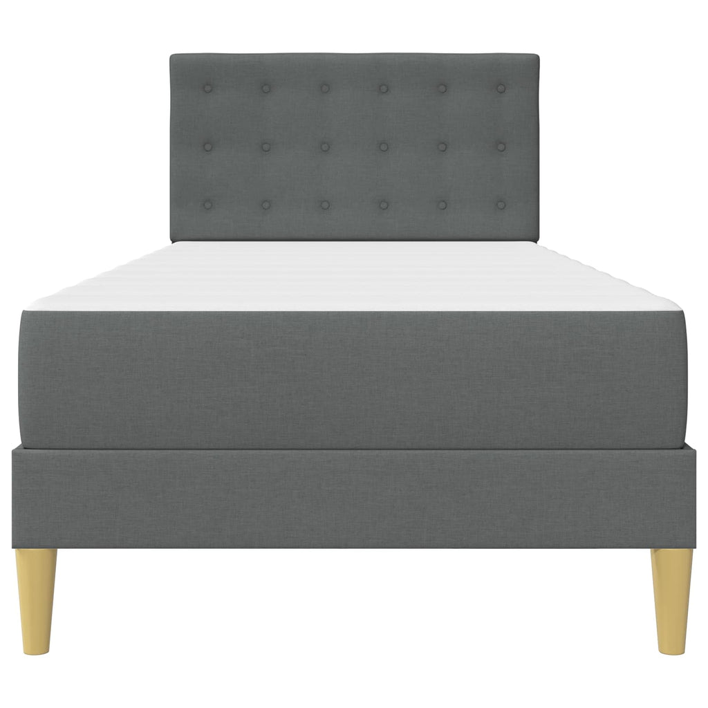 Bettgestell mit Matratze Dunkelgrau 90 x 190 cm Stoff