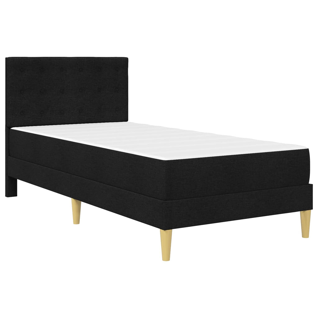 Bettgestell mit Matratze mit Kopfteil Schwarz 90 x 190 cm Stoff