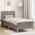 Bettgestell mit Matratze mit Kopfteil Taupe 90 x 190 cm Stoff