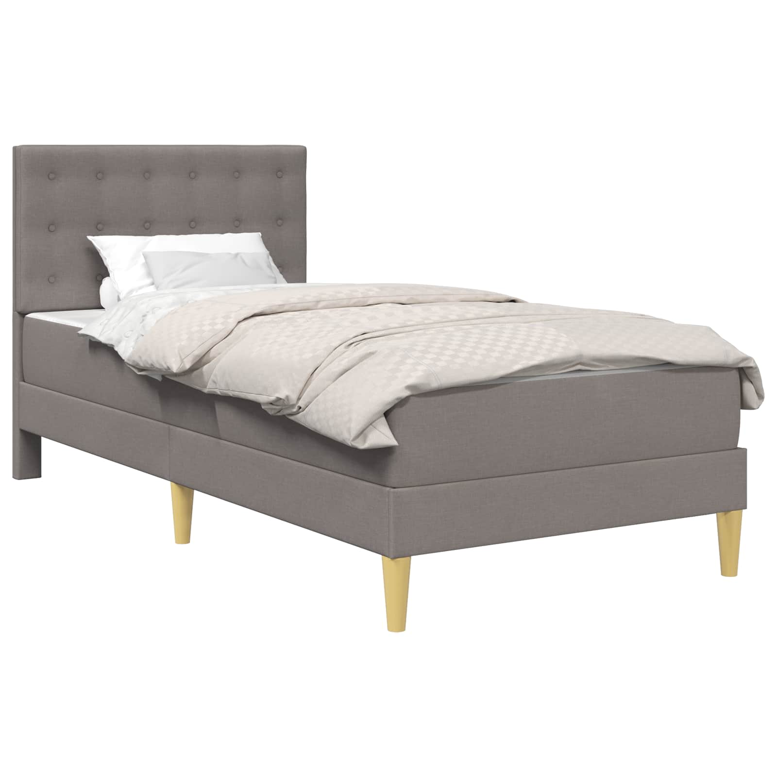 Bettgestell mit Matratze mit Kopfteil Taupe 90 x 190 cm Stoff