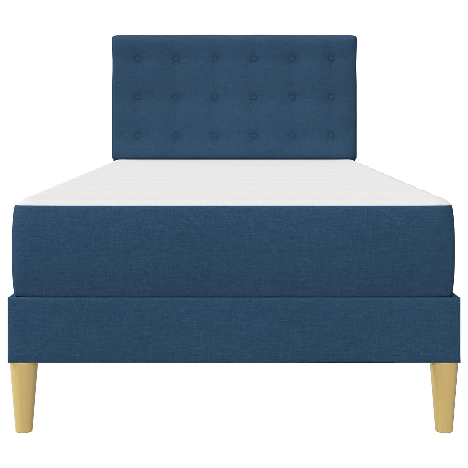 Bettgestell mit Matratze mit Kopfteil Blau 90 x 190 cm Stoff