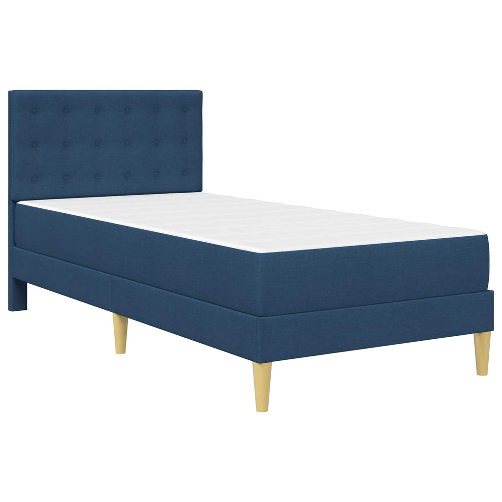 Bettgestell mit Matratze mit Kopfteil Blau 90 x 200 cm Stoff