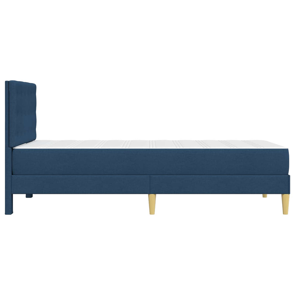Bettgestell mit Matratze mit Kopfteil Blau 90 x 200 cm Stoff