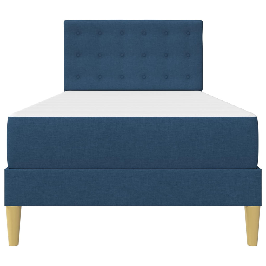 Bettgestell mit Matratze mit Kopfteil Blau 100 x 200 cm Stoff