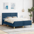 Bettgestell mit Matratze mit Kopfteil Blau 120 x 190 cm Stoff