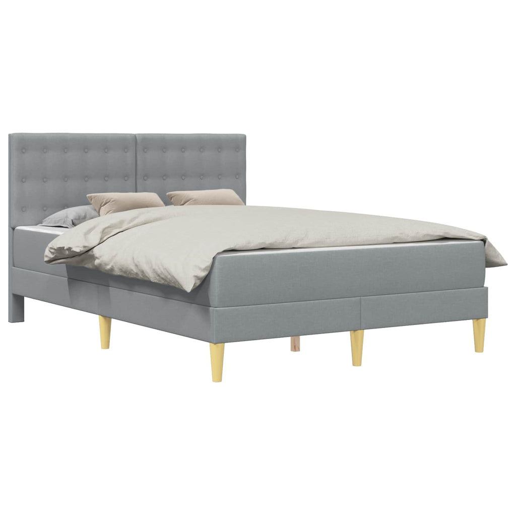 Bettgestell mit Matratze Hellgrau 140 x 190 cm Stoff
