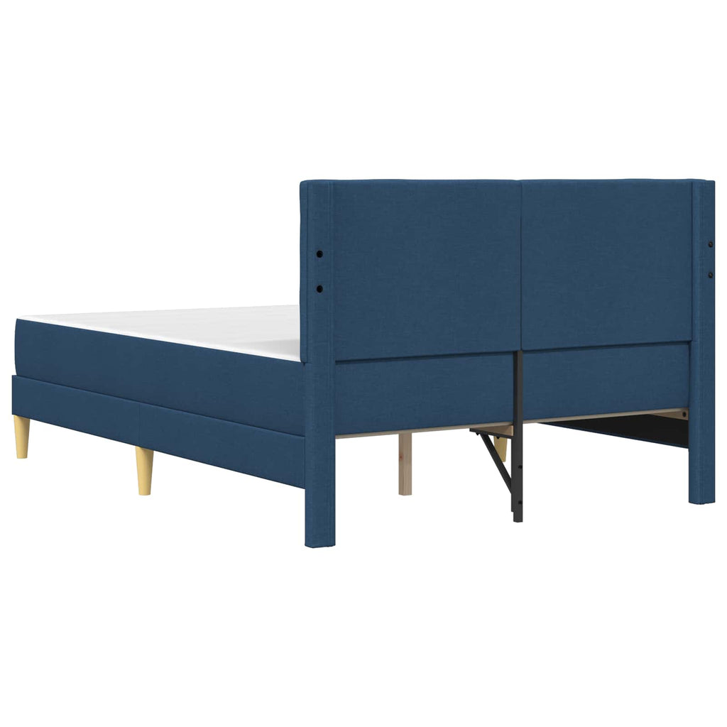 Bettgestell mit Matratze mit Kopfteil Blau 140 x 190 cm Stoff