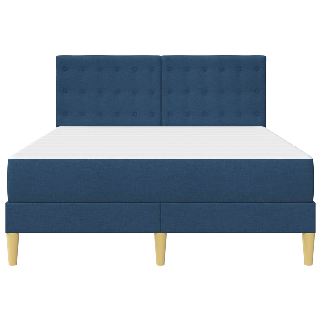 Bettgestell mit Matratze mit Kopfteil Blau 140 x 190 cm Stoff