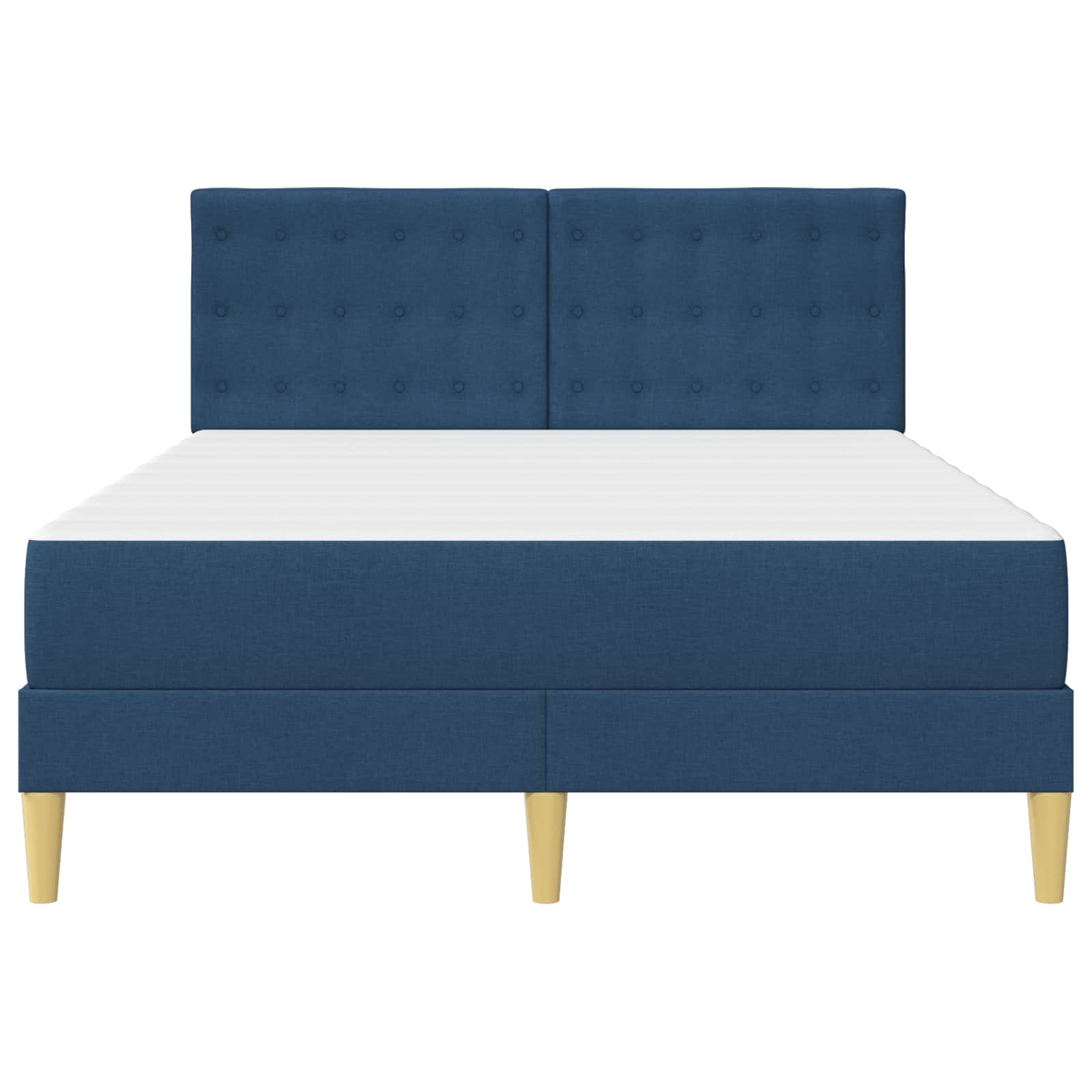 Bettgestell mit Matratze mit Kopfteil Blau 140 x 190 cm Stoff