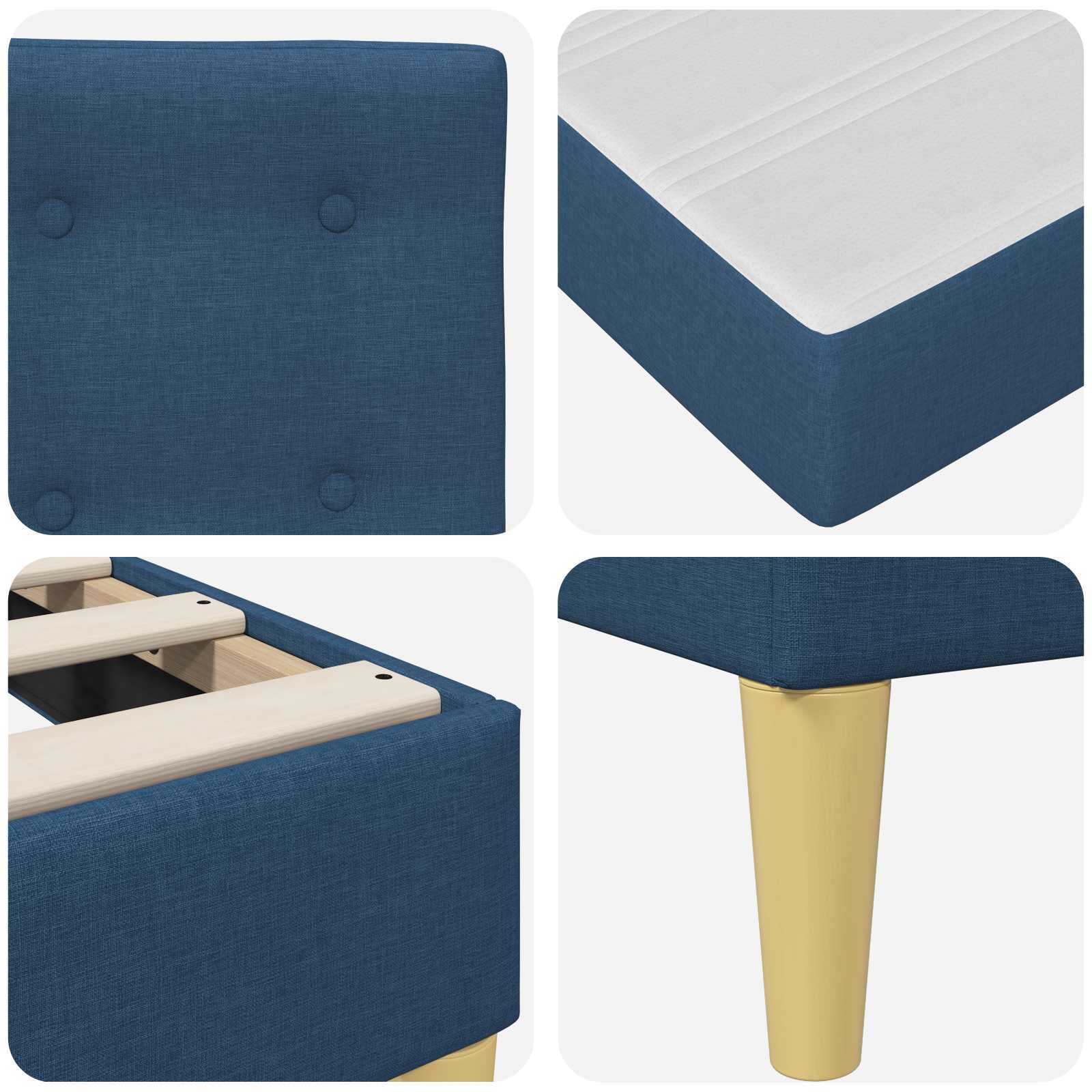 Bettgestell mit Matratze mit Kopfteil Blau 140 x 200 cm Stoff