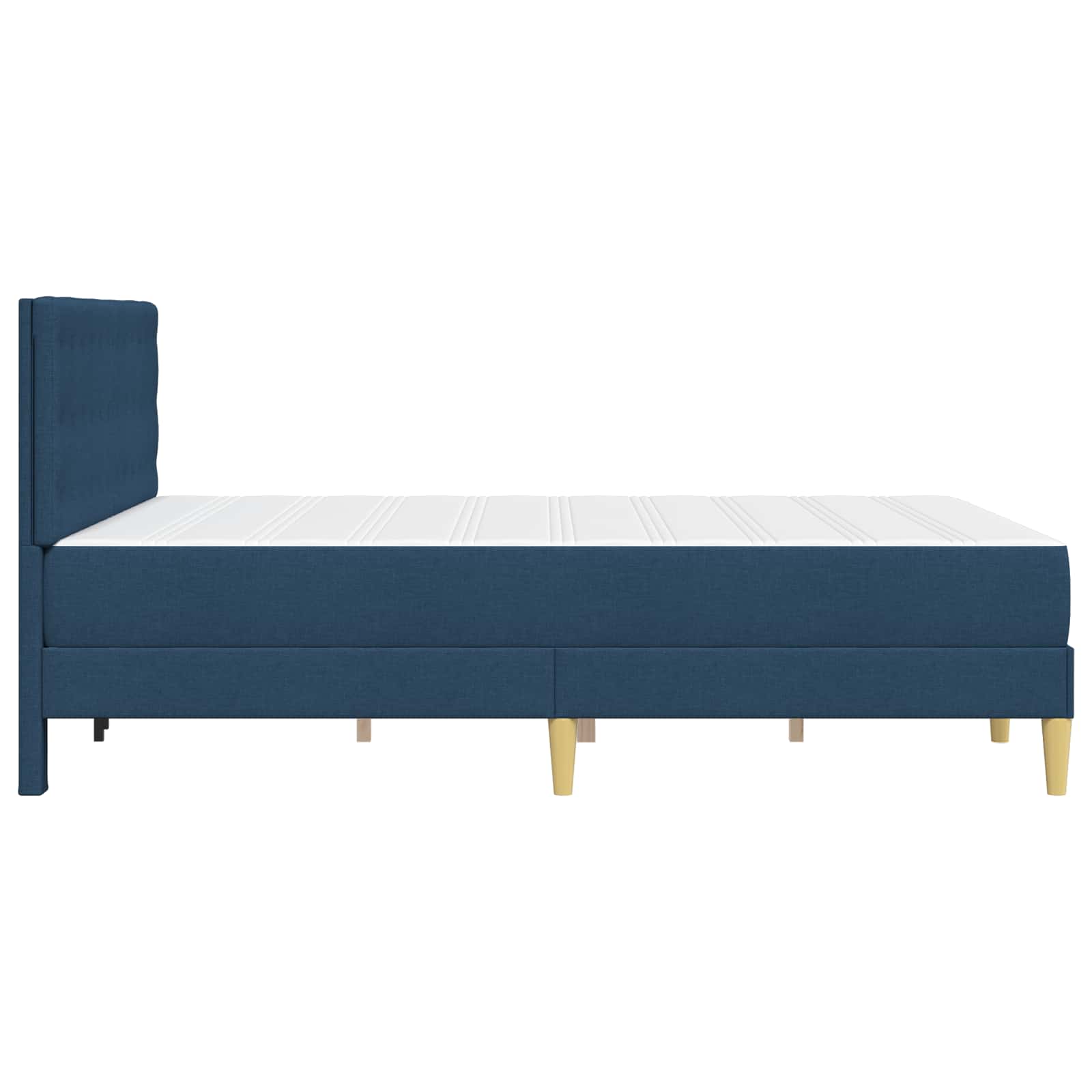 Bettgestell mit Matratze mit Kopfteil Blau 140 x 200 cm Stoff