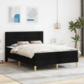 Bettgestell mit Matratze Schwarz 160 x 200 cm Stoff