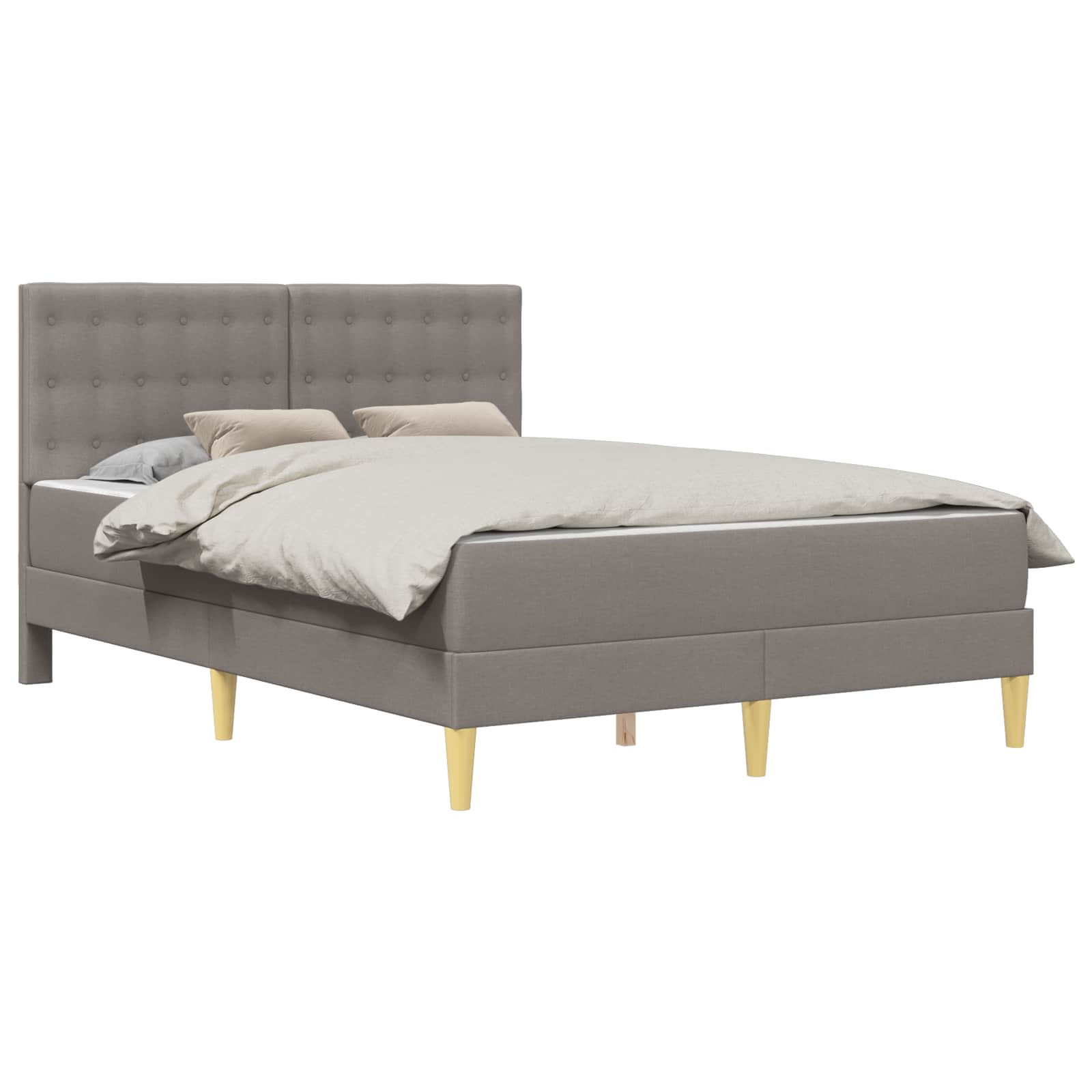 Bettgestell mit Matratze mit Kopfteil Taupe 160 x 200 cm Stoff