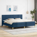 Bettgestell mit Matratze mit Kopfteil Blau 180 x 200 cm Stoff