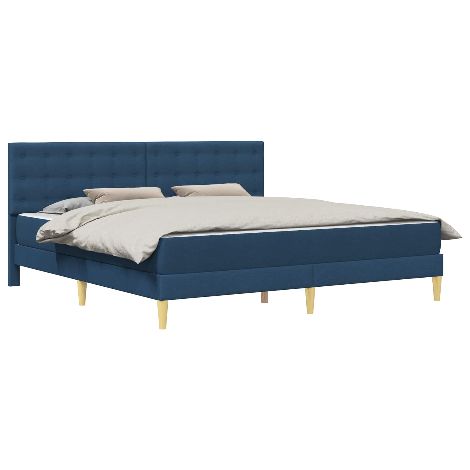 Bettgestell mit Matratze mit Kopfteil Blau 180 x 200 cm Stoff