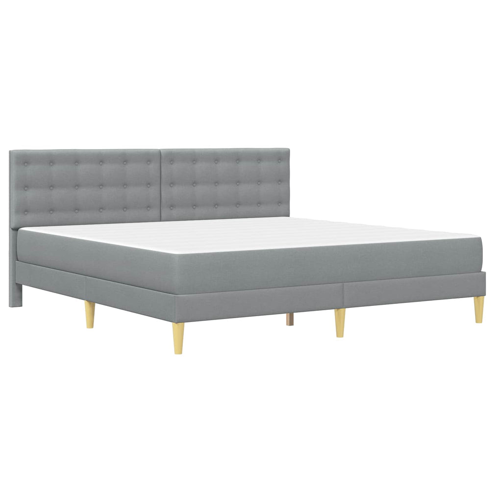 Bettgestell mit Matratze Hellgrau 200 x 200 cm Stoff
