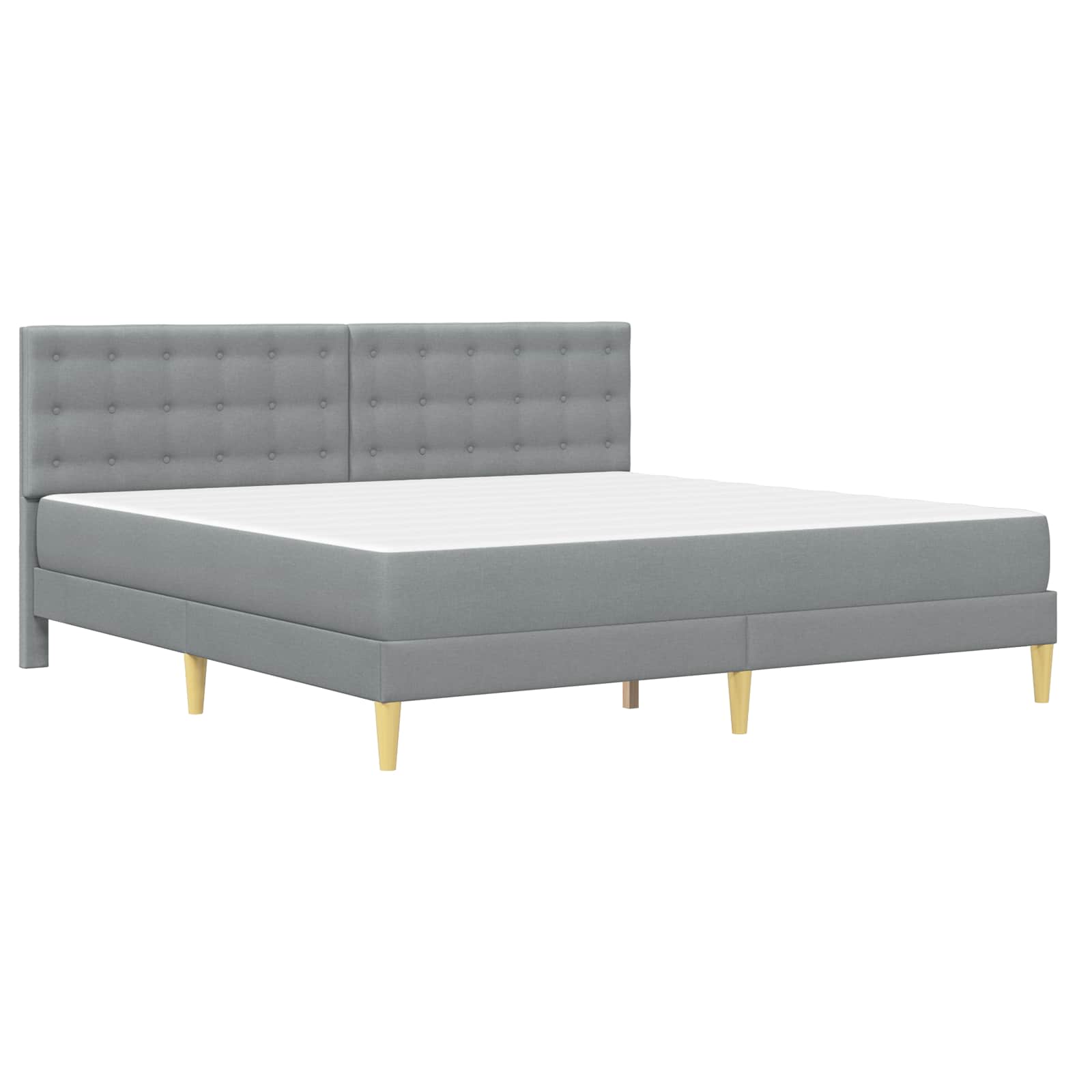 Bettgestell mit Matratze Hellgrau 200 x 200 cm Stoff
