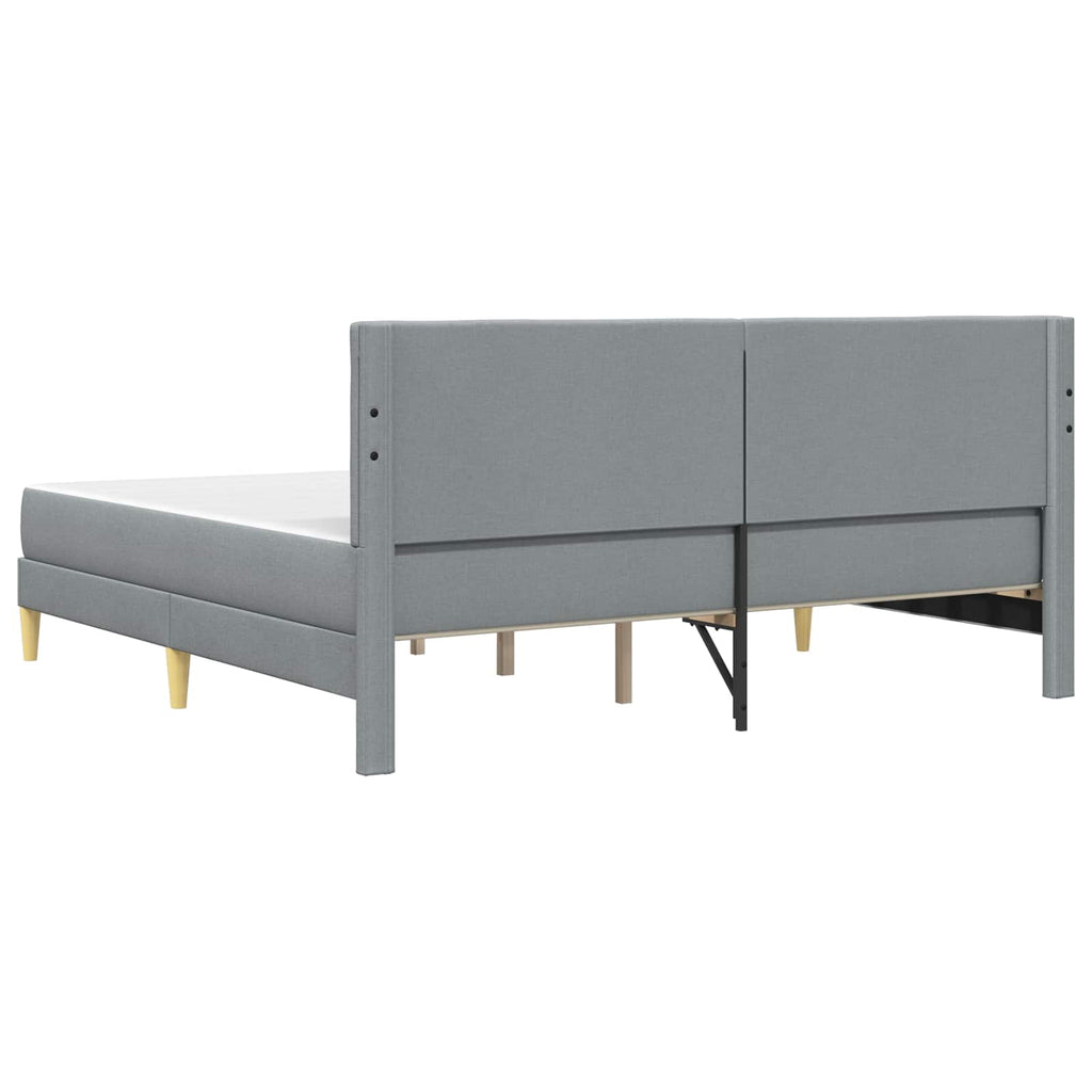 Bettgestell mit Matratze Hellgrau 200 x 200 cm Stoff