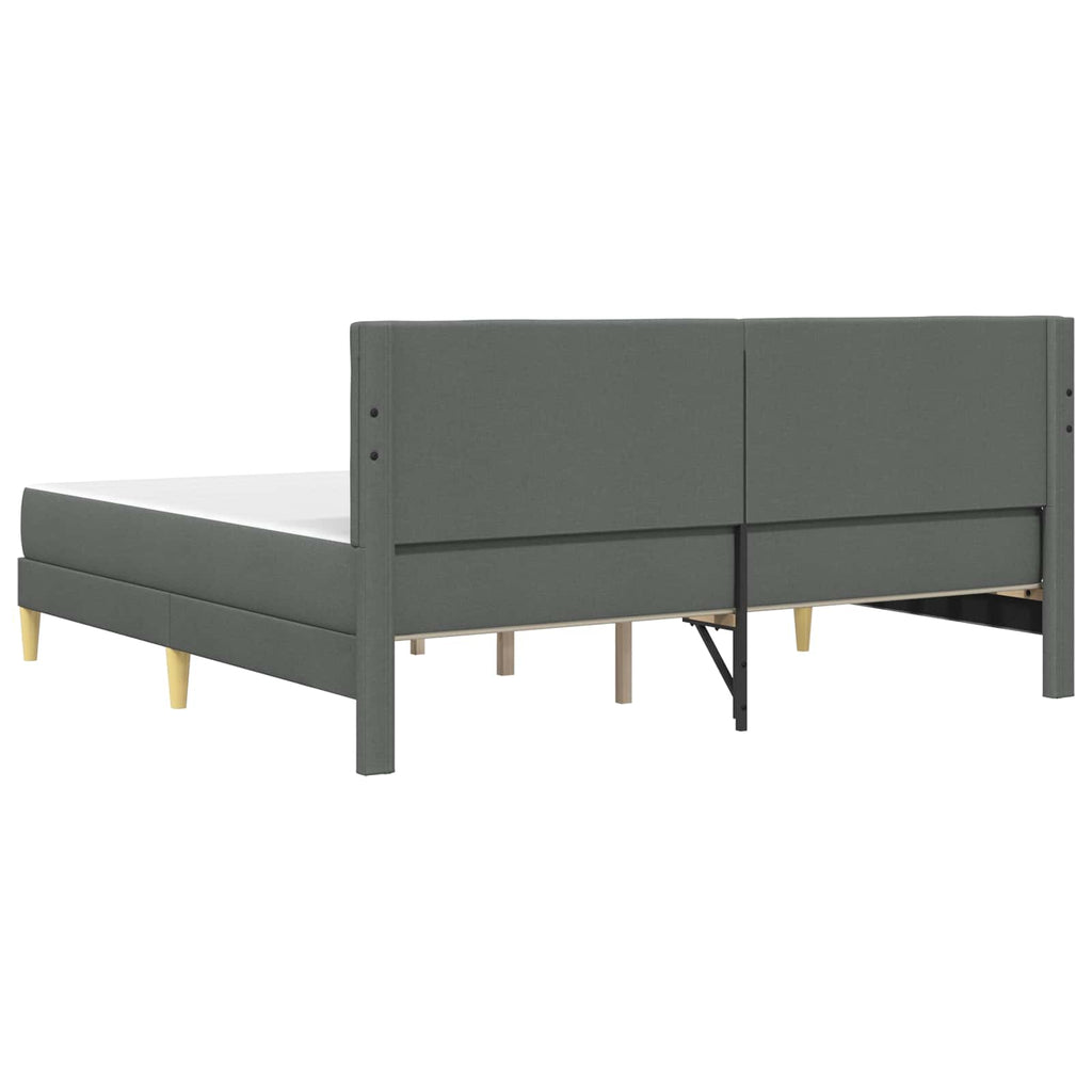 Bettgestell mit Matratze Dunkelgrau 200 x 200 cm Stoff
