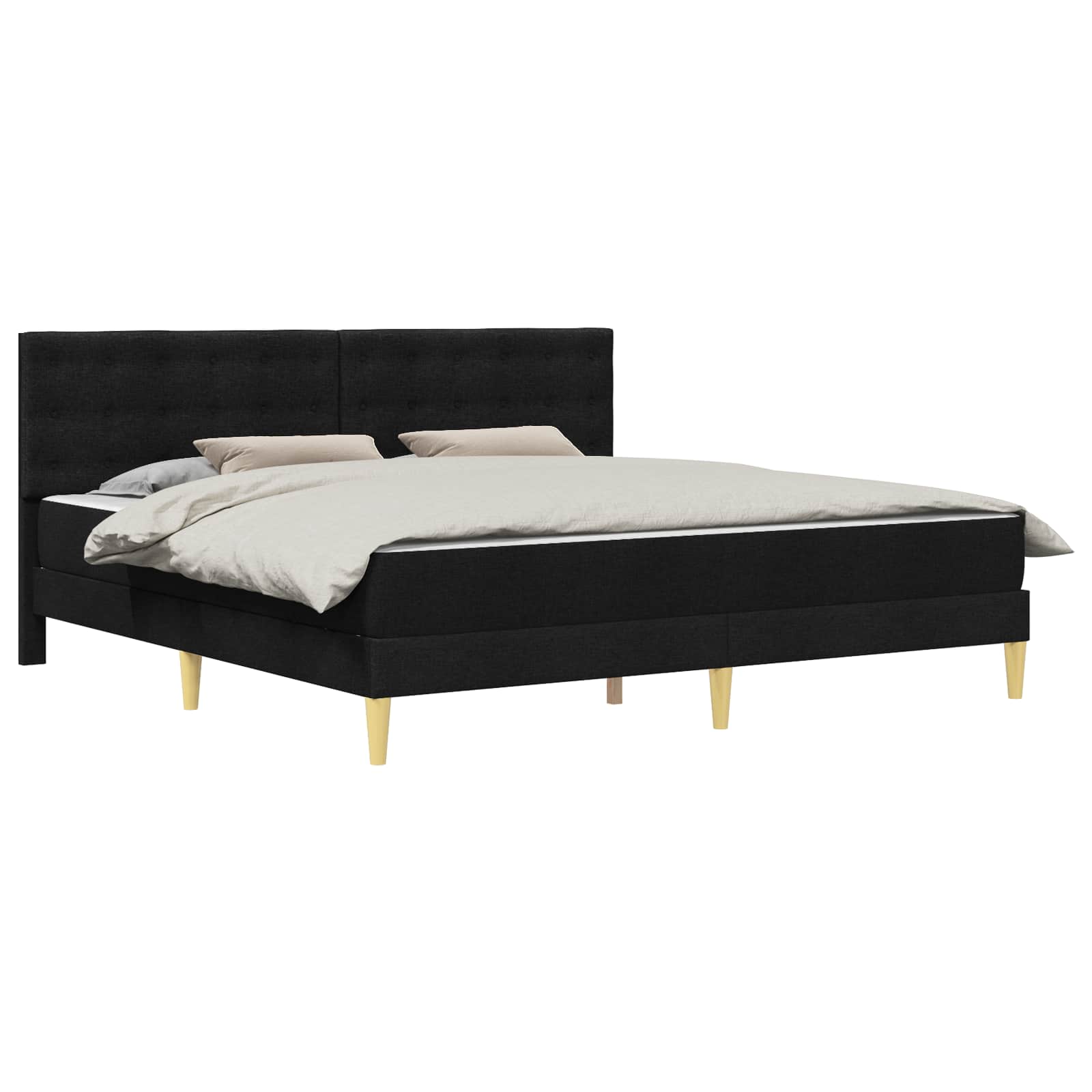 Bettgestell mit Matratze Schwarz 200 x 200 cm Stoff