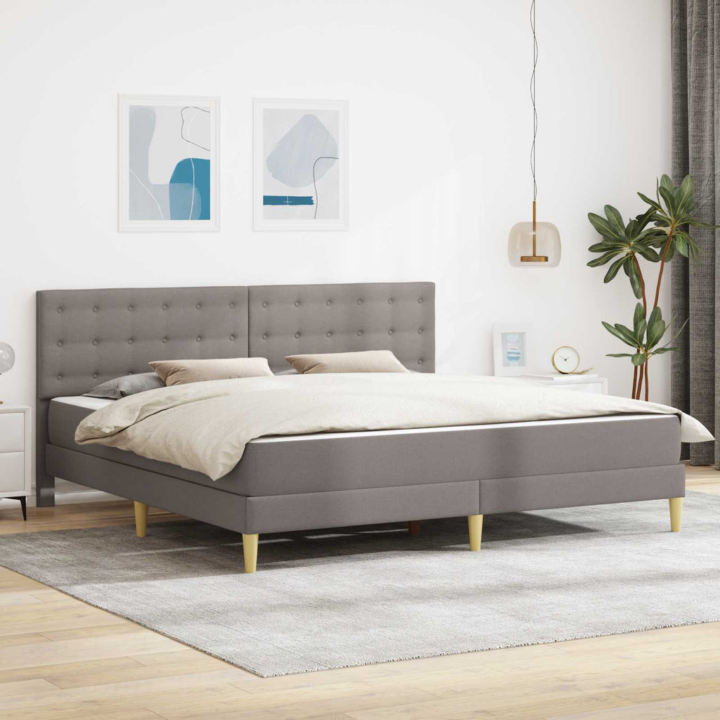 Bettgestell mit Matratze mit Kopfteil Taupe 200 x 200 cm Stoff
