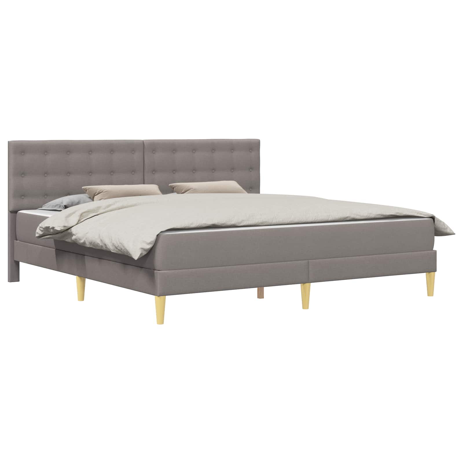 Bettgestell mit Matratze mit Kopfteil Taupe 200 x 200 cm Stoff