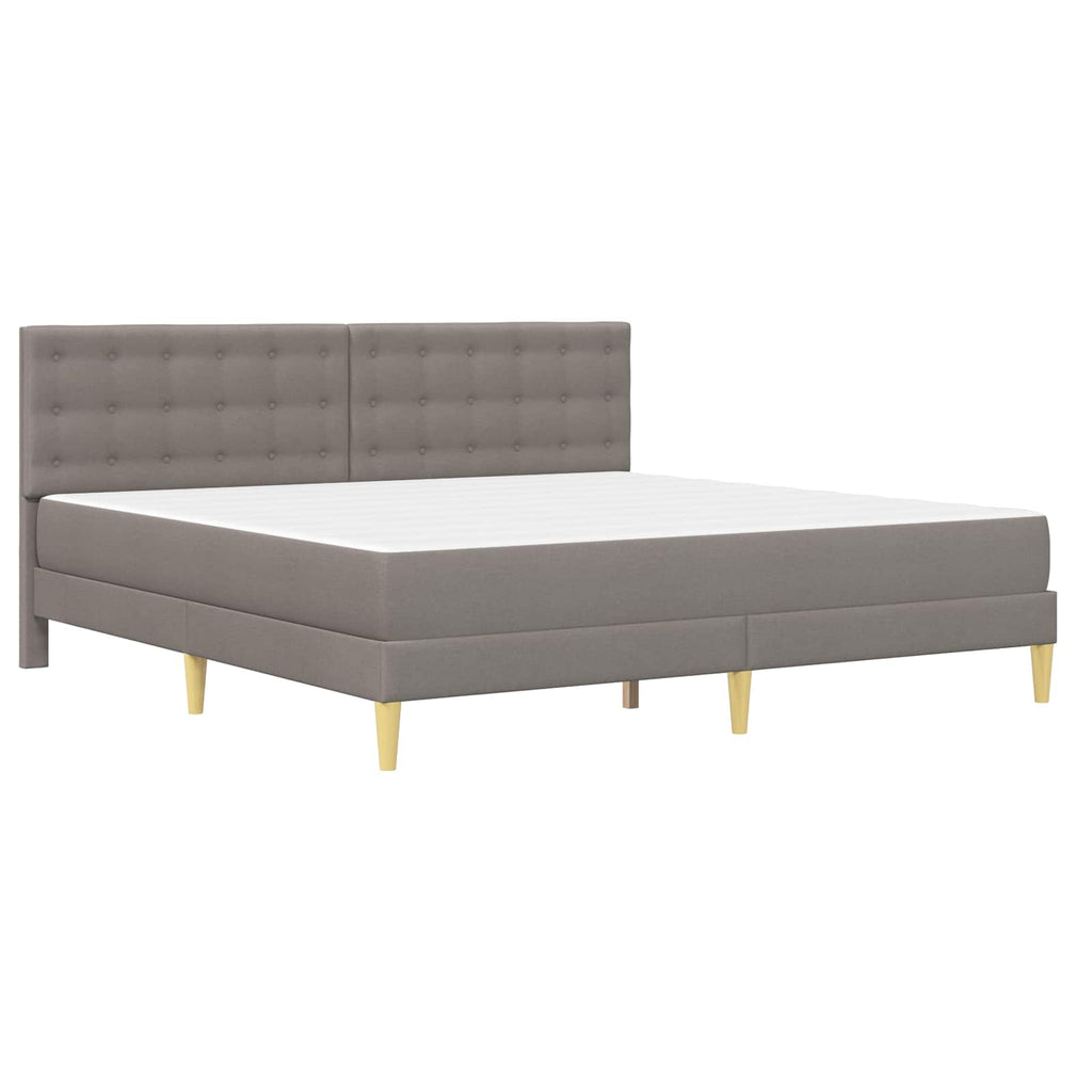 Bettgestell mit Matratze mit Kopfteil Taupe 200 x 200 cm Stoff