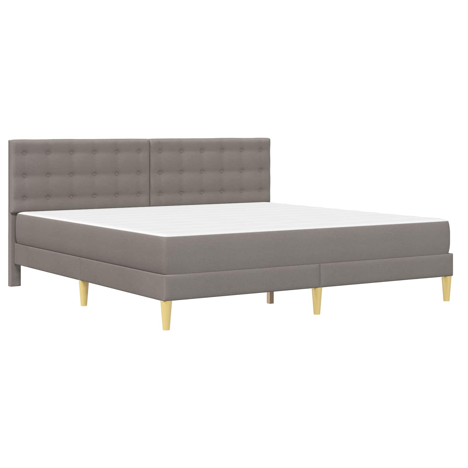 Bettgestell mit Matratze mit Kopfteil Taupe 200 x 200 cm Stoff