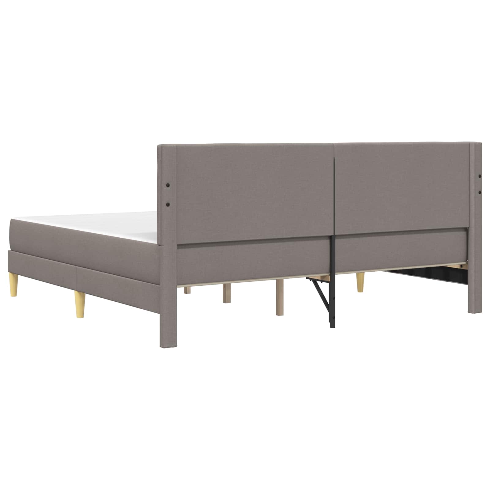 Bettgestell mit Matratze mit Kopfteil Taupe 200 x 200 cm Stoff