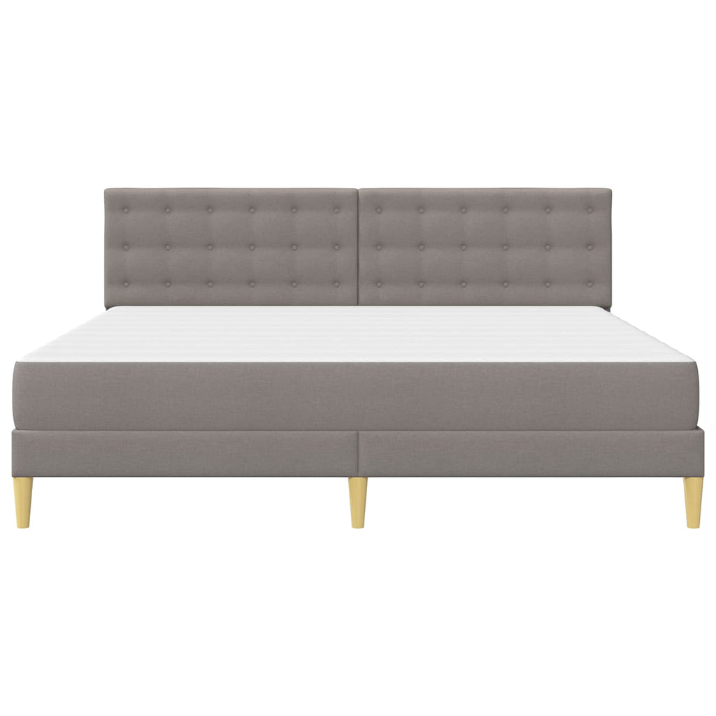 Bettgestell mit Matratze mit Kopfteil Taupe 200 x 200 cm Stoff