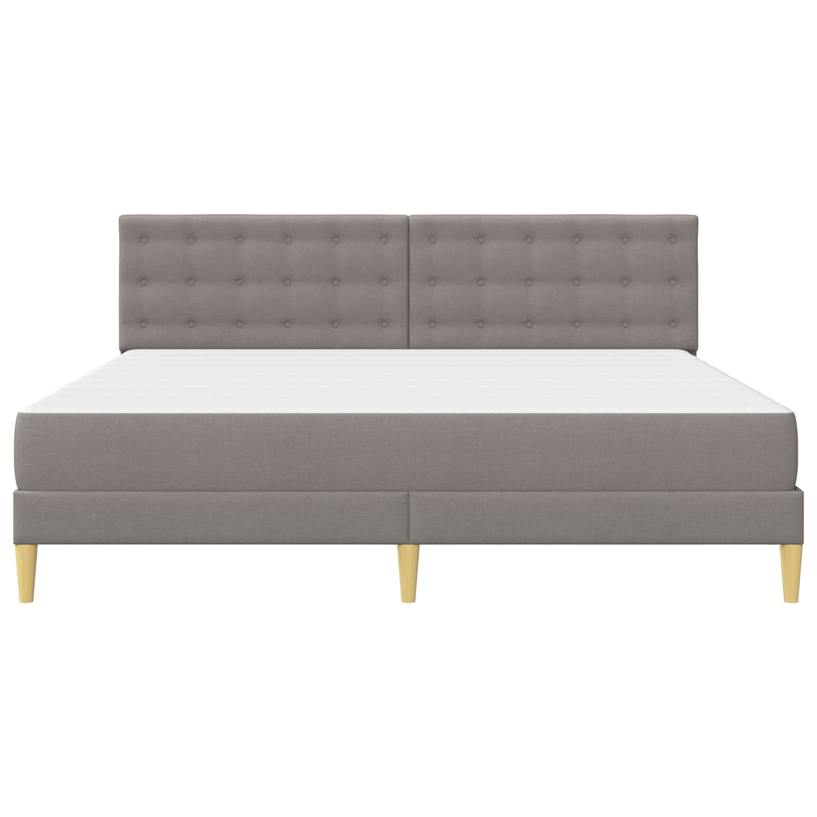 Bettgestell mit Matratze mit Kopfteil Taupe 200 x 200 cm Stoff