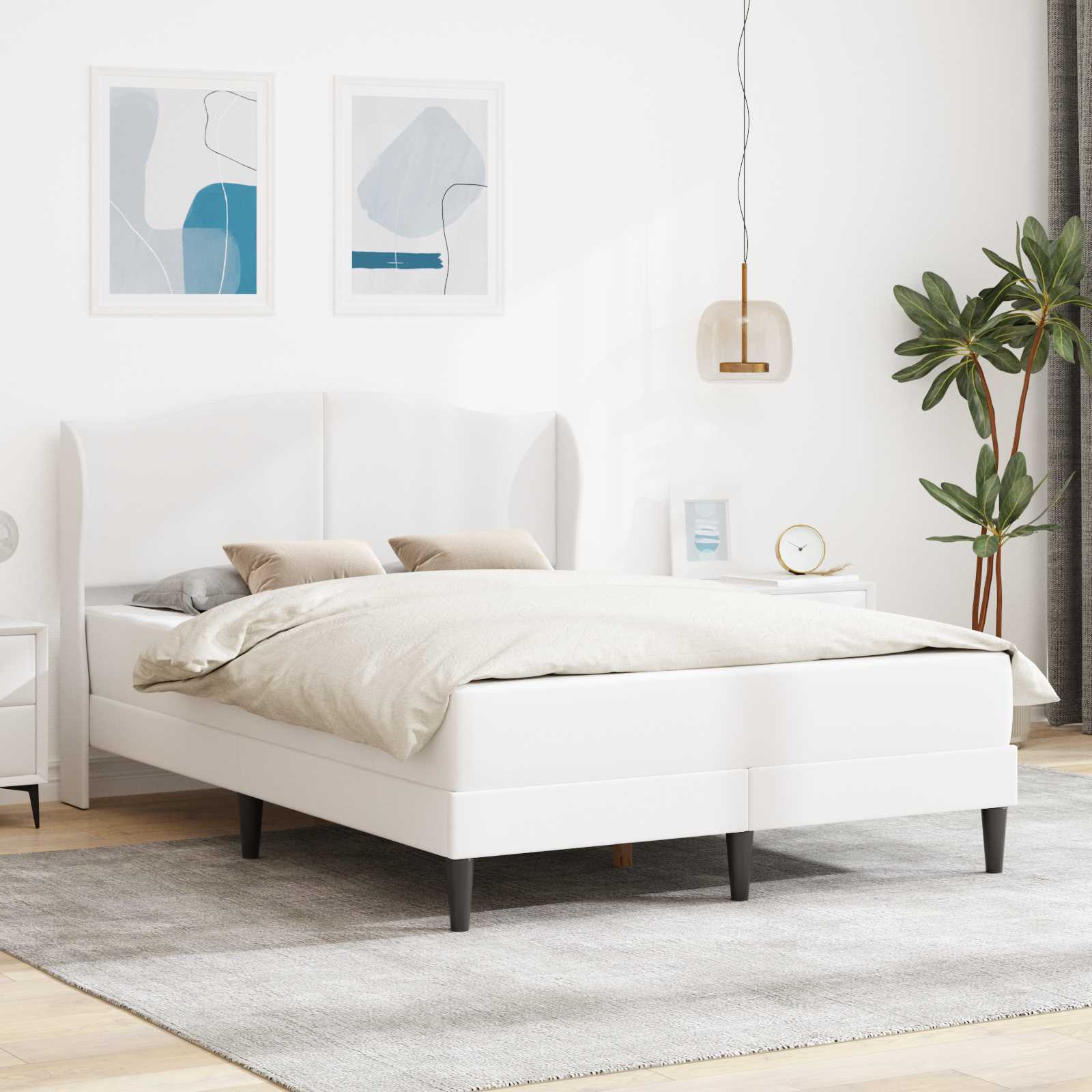 Bettrahmen mit Kopfteil Weiß 120 x 200 cm Kunstleder
