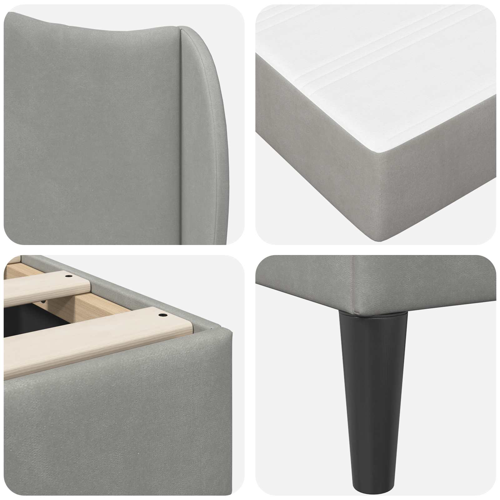 Bettrahmen mit Kopfteil 2 pcs Hellgrau 90 x 190 cm Samt