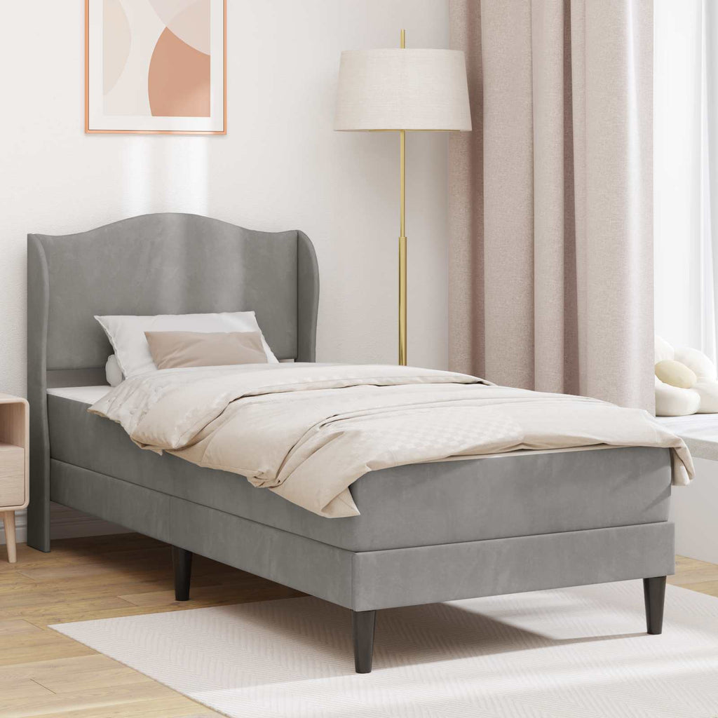 Bettrahmen mit Kopfteil 2 pcs Hellgrau 90 x 190 cm Samt