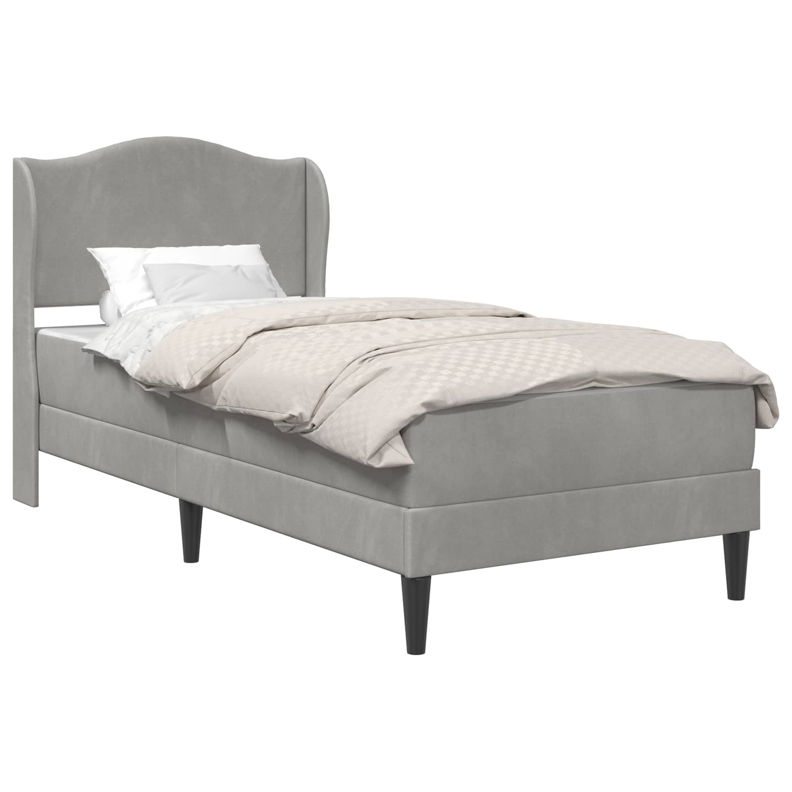 Bettrahmen mit Kopfteil 2 pcs Hellgrau 90 x 190 cm Samt