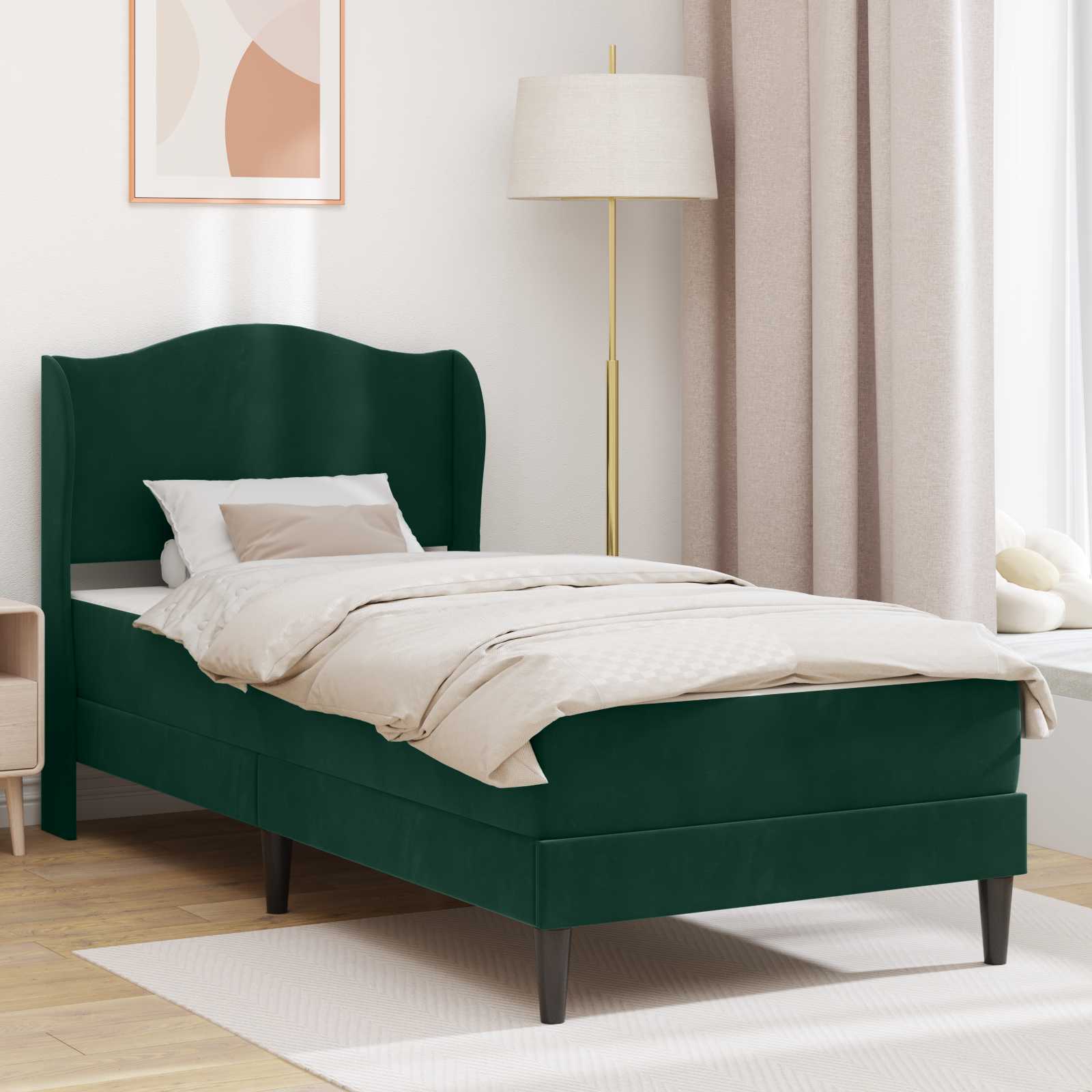 Bettrahmen mit Kopfteil 2 pcs Dunkelgrün 90 x 190 cm Samt