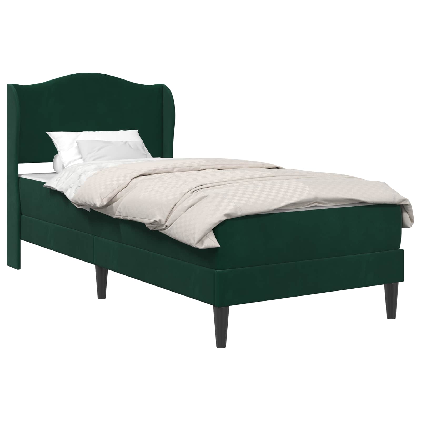 Bettrahmen mit Kopfteil 2 pcs Dunkelgrün 90 x 190 cm Samt