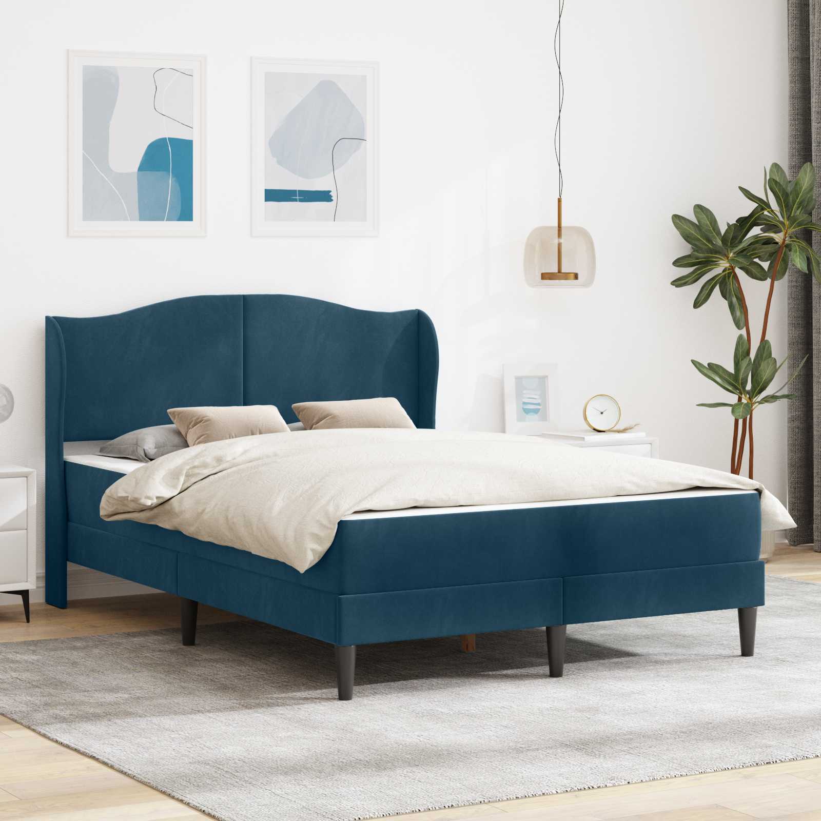 Bettrahmen mit Kopfteil 2 pcs Blau 120 x 190 cm Samt