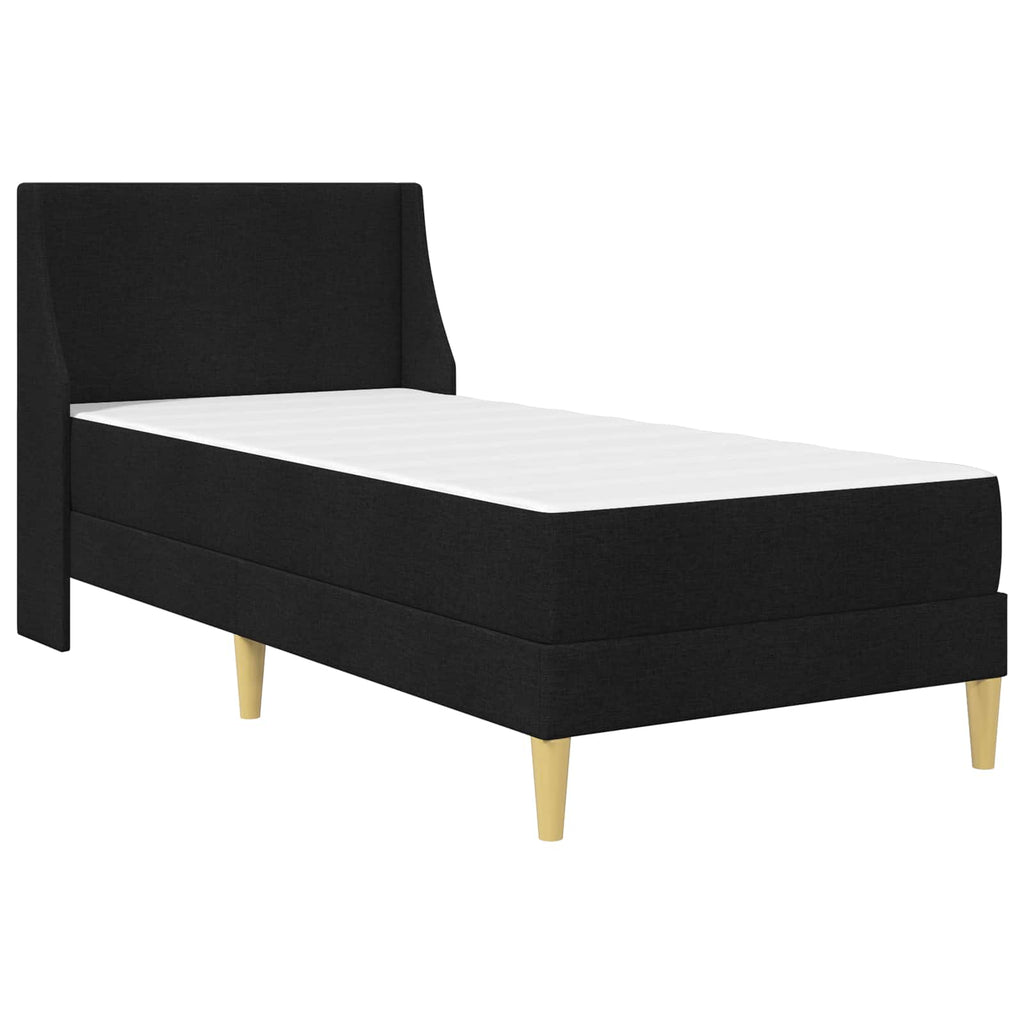 Bettgestell mit Matratze mit Kopfteil Schwarz 90 x 190 cm Stoff