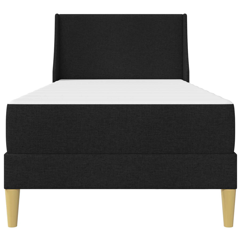 Bettgestell mit Matratze mit Kopfteil Schwarz 90 x 190 cm Stoff