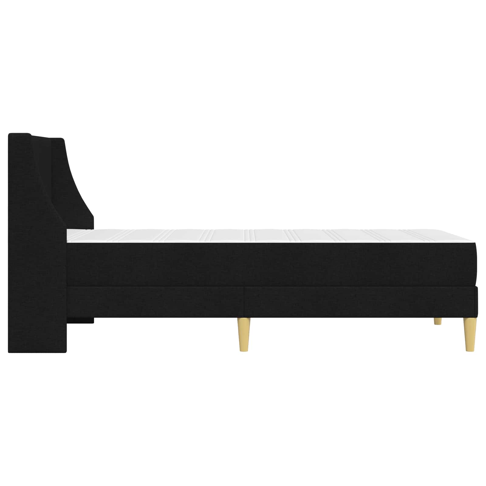Bettgestell mit Matratze mit Kopfteil Schwarz 90 x 190 cm Stoff