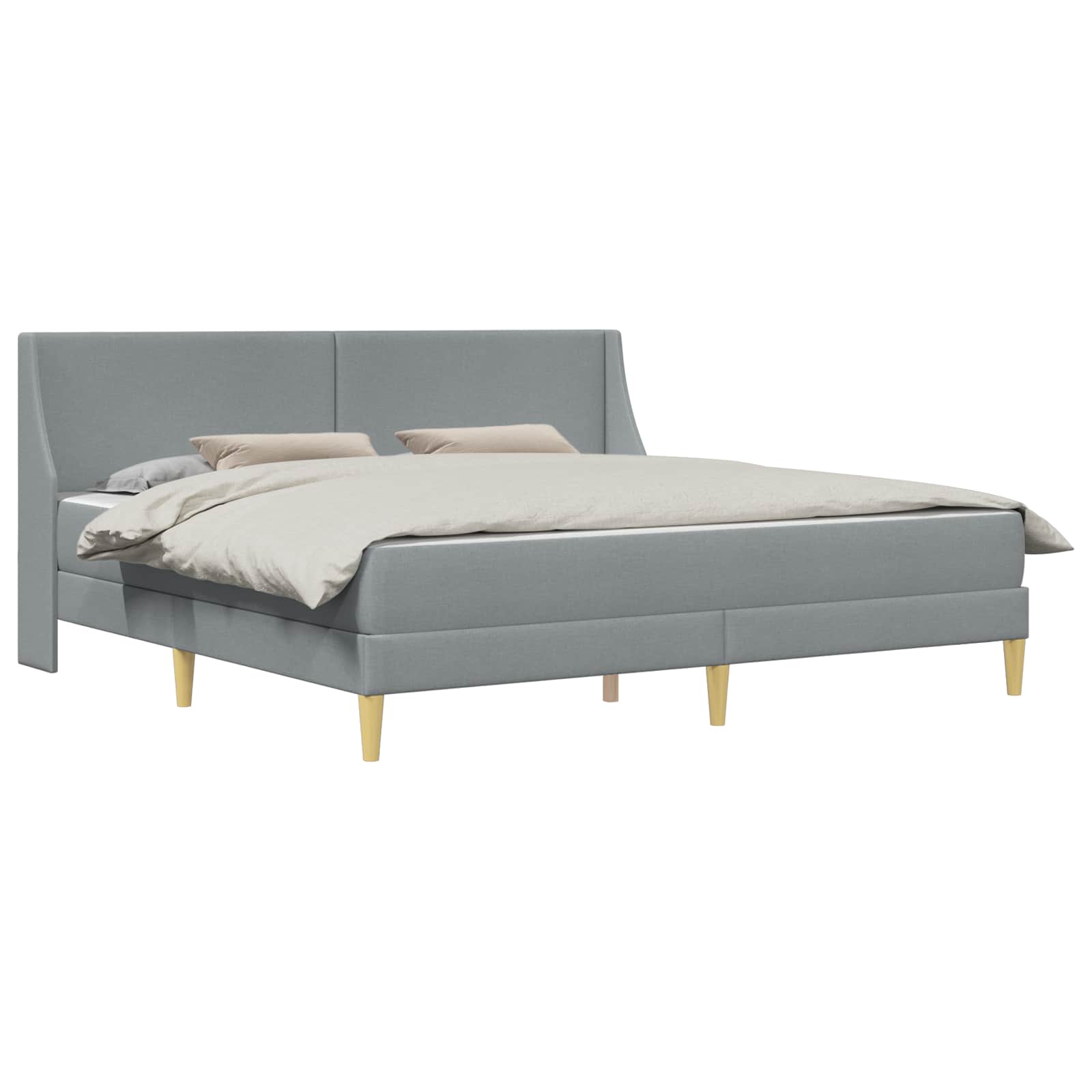 Bettgestell mit Matratze Hellgrau 180 x 200 cm Stoff