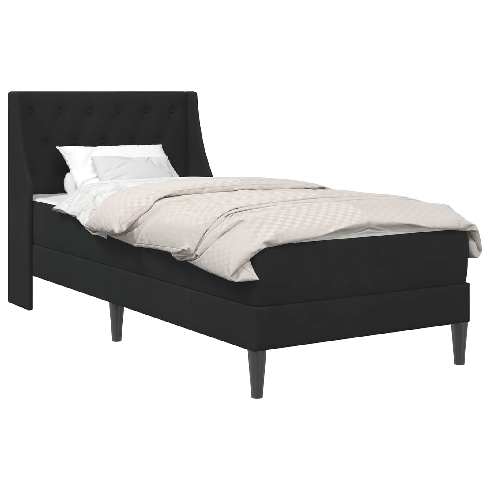 Bettgestell mit Matratze mit Kopfteil Schwarz 90 x 190 cm Samt
