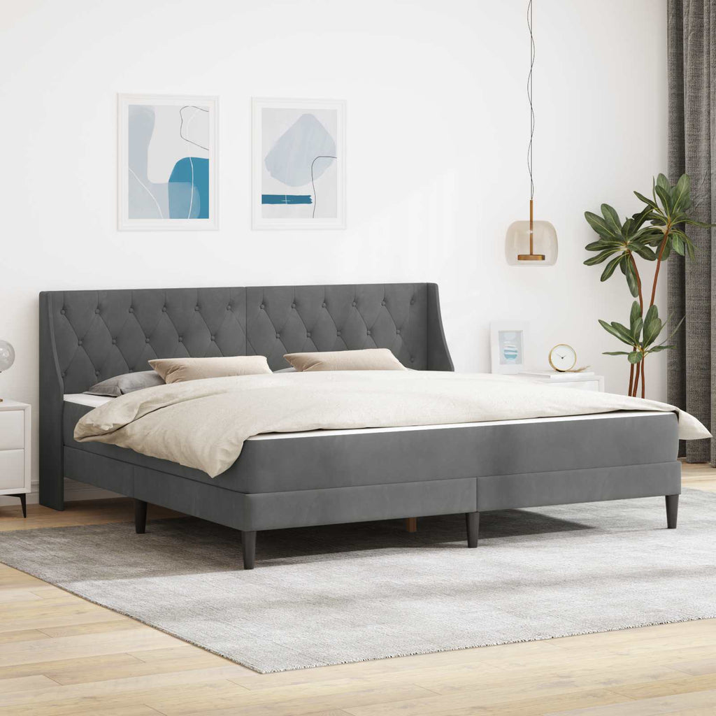Bettgestell mit Matratze Dunkelgrau 180 x 200 cm Samt