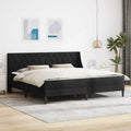 Bettgestell mit Matratze mit Kopfteil Schwarz 180 x 200 cm Samt
