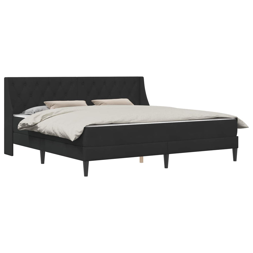 Bettgestell mit Matratze mit Kopfteil Schwarz 180 x 200 cm Samt